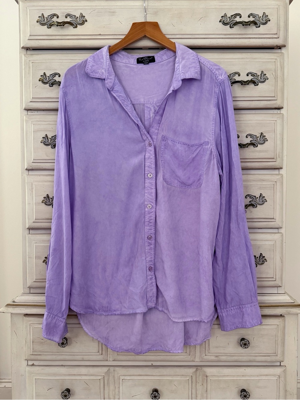 Boho Lavender Mineral Wash Button Shirt